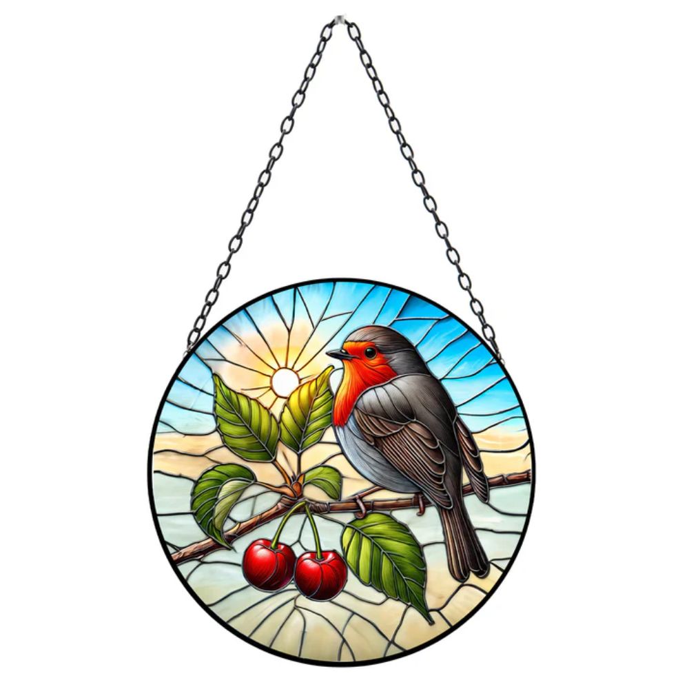 Primus Stained Glass Hanging Robin Suncatcher