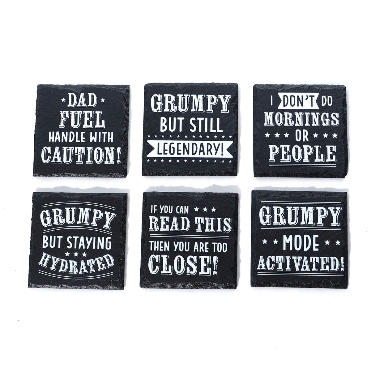 Richard Langs 10cm 'Grumpy Old Man' Slate Coaster (Choice of 6)