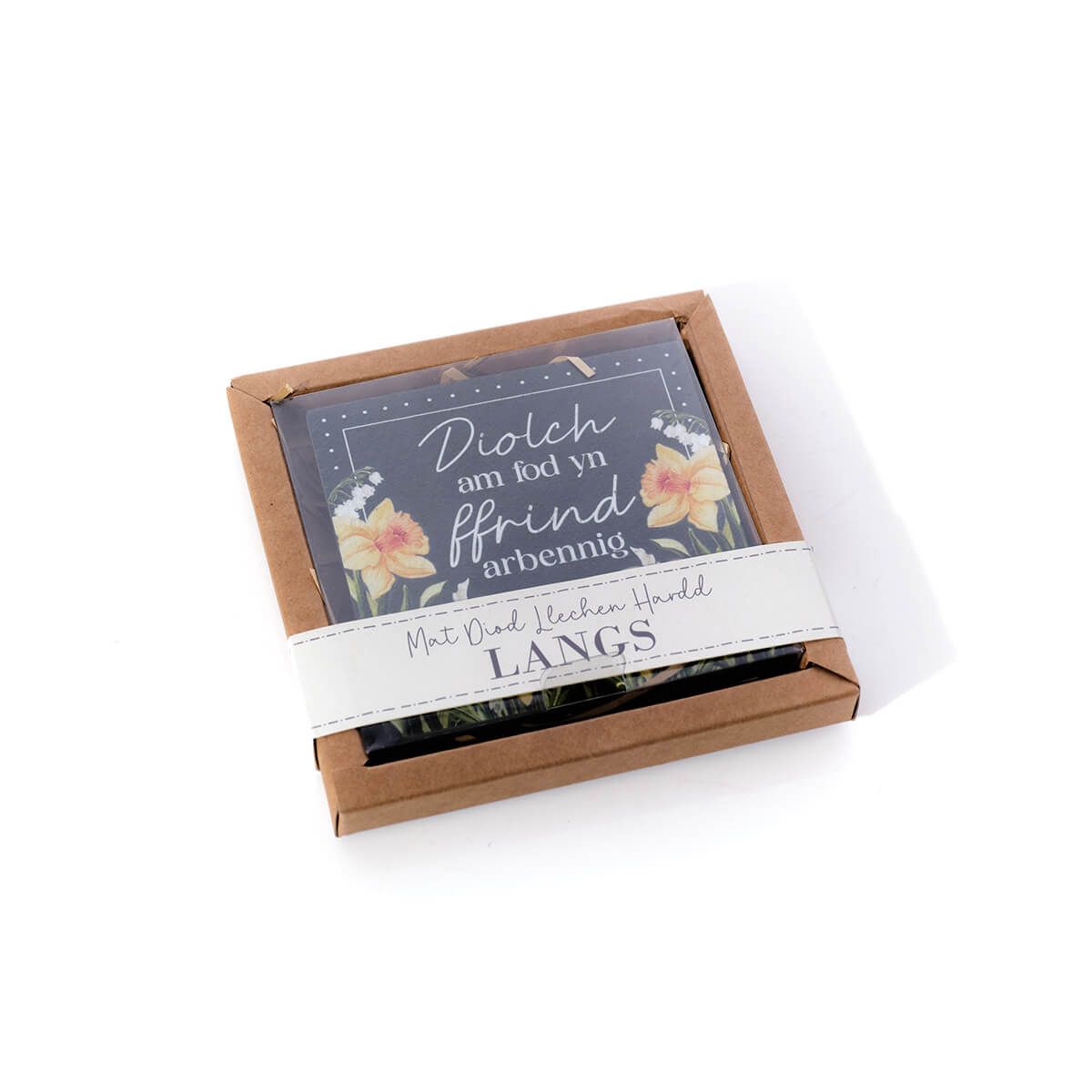 Richard Langs 10cm Welsh Daffodil 'Ffrind'' Slate Coaster with Gift Box