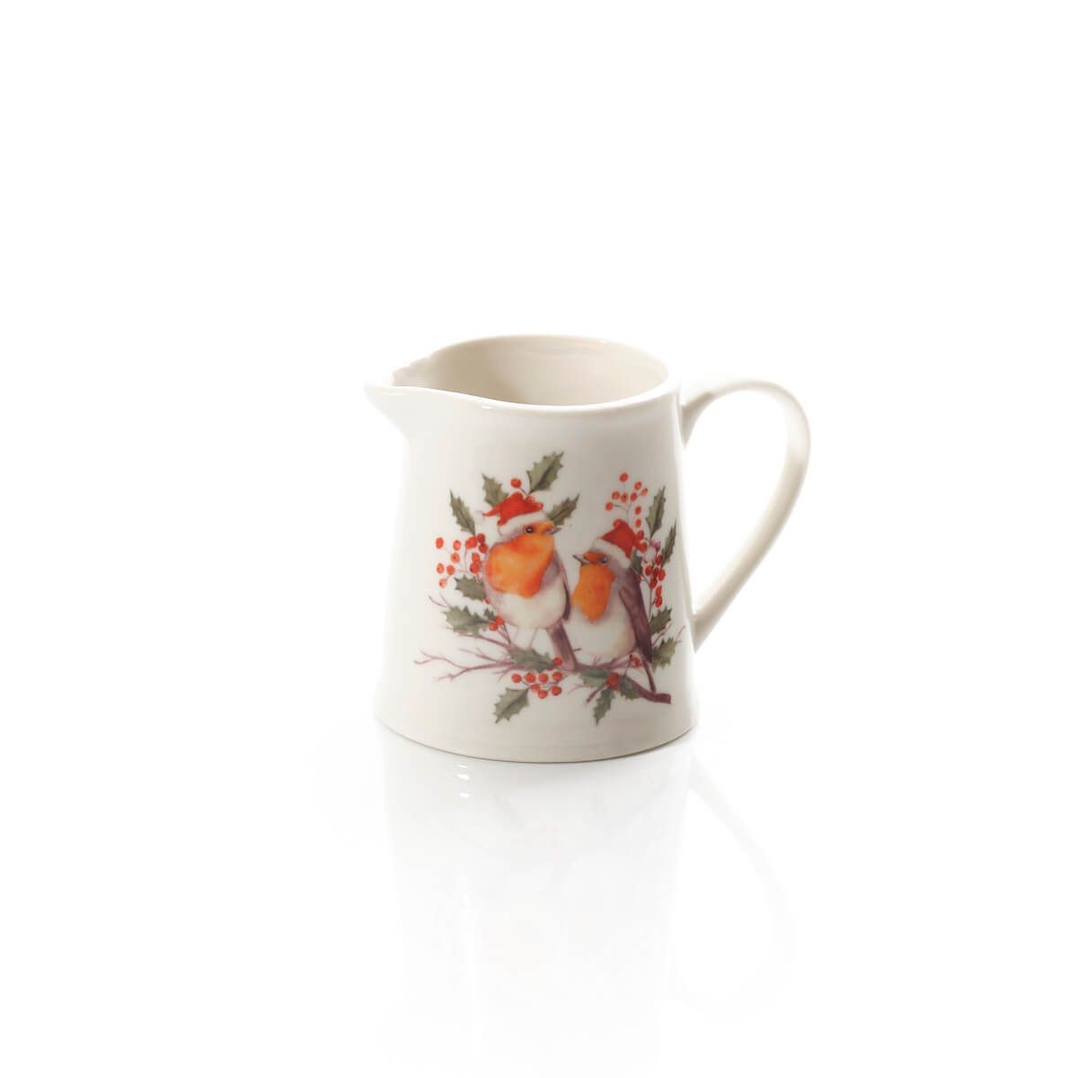 Richard Langs 12cm Festive Robin with Berries Stoneware Milk Jug
