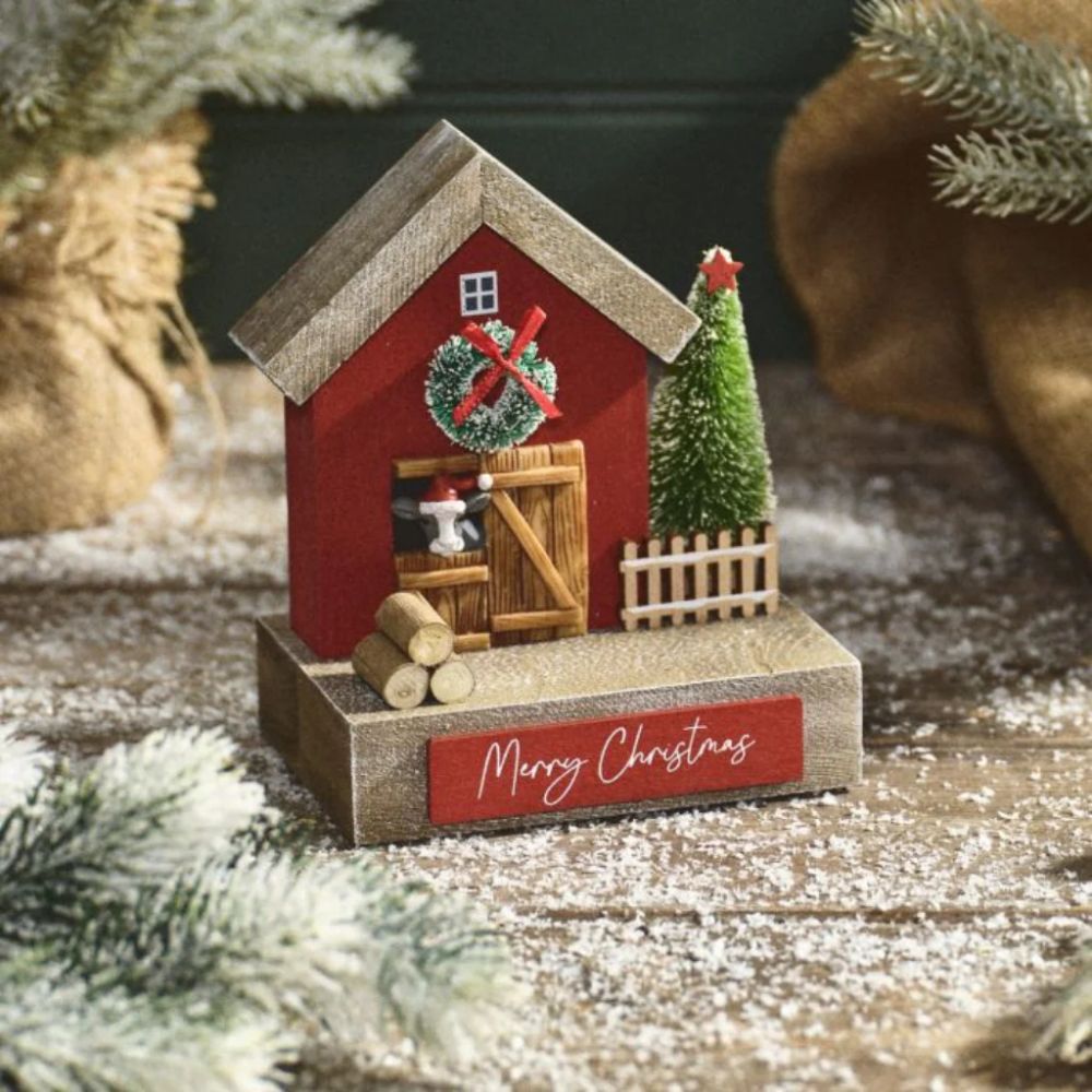 Richard Langs 15.5cm Christmas on the Farm Wooden Block Ornament