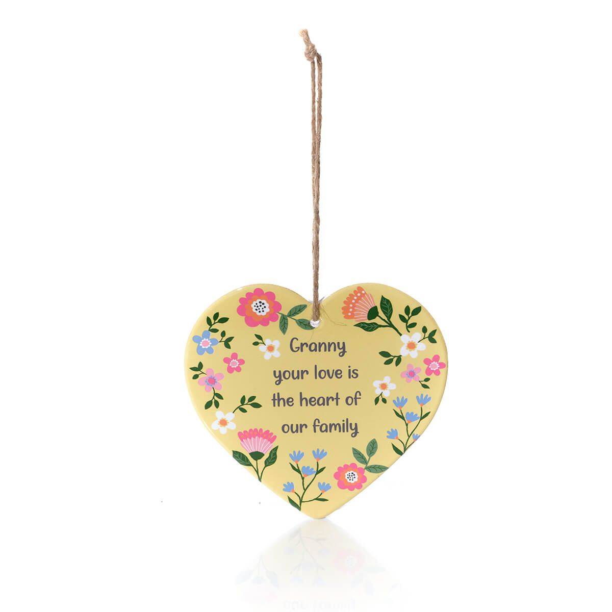 Richard Lang 15cm Bright & Beautiful Ceramic 'Granny Heart of Family' Hanging Heart