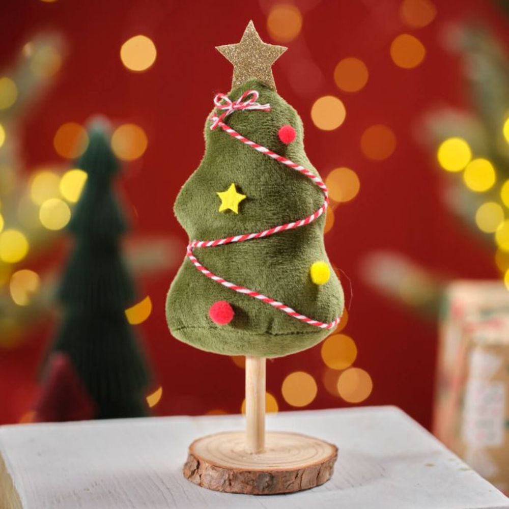 Richard Langs 18cm Fabric Christmas Tree with Wooden Base Ornament