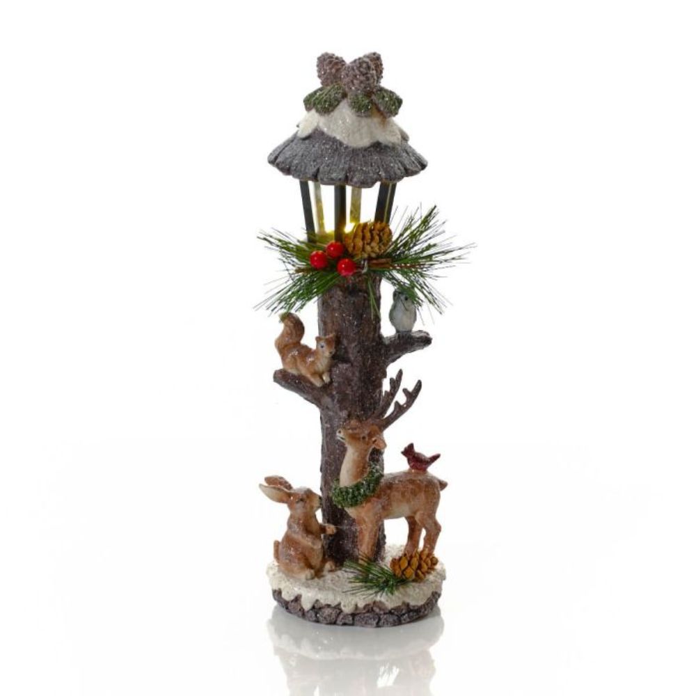 Richard Langs 30cm Resin LED Lampost with Animals Ornament