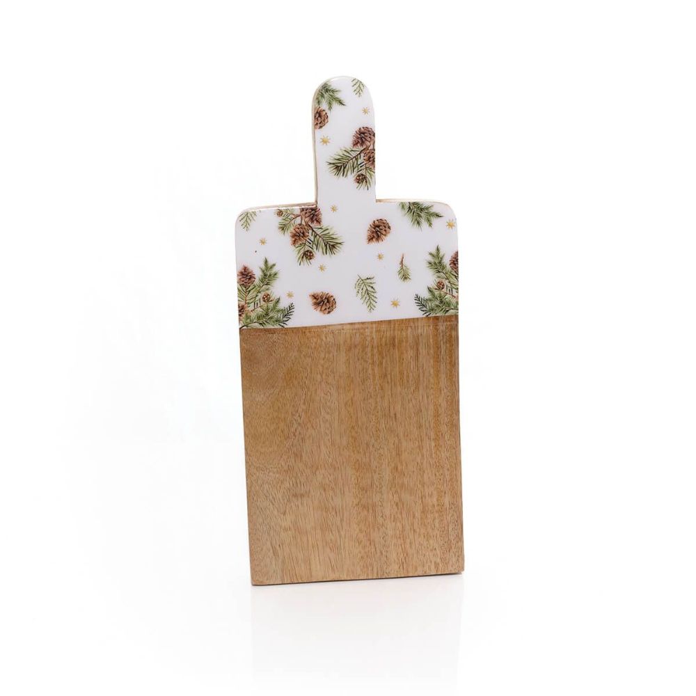 Richard Langs 37cm Evergreen Fir & Pinecone Trivet - Mango Wood & Enamel