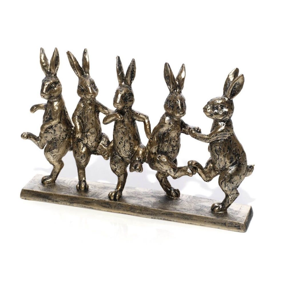 Richard Langs Hares Dancing Resin Ornament - Bronze
