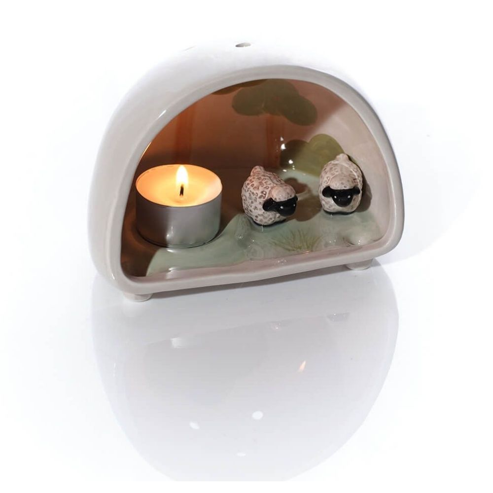 Richard Langs Two Sheep Ceramic Tealight Holder