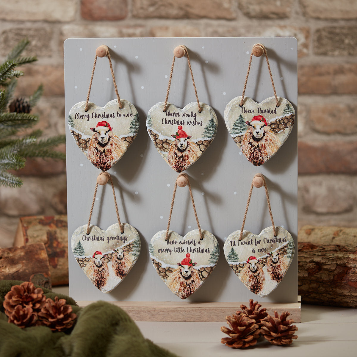 Richard Langs Christmas Sheep Slate Hanging Decoration