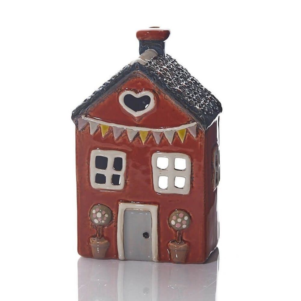 Richard Langs Cottage Stoneware Tealight Holder - Orange - Old Railway Line Garden Centre