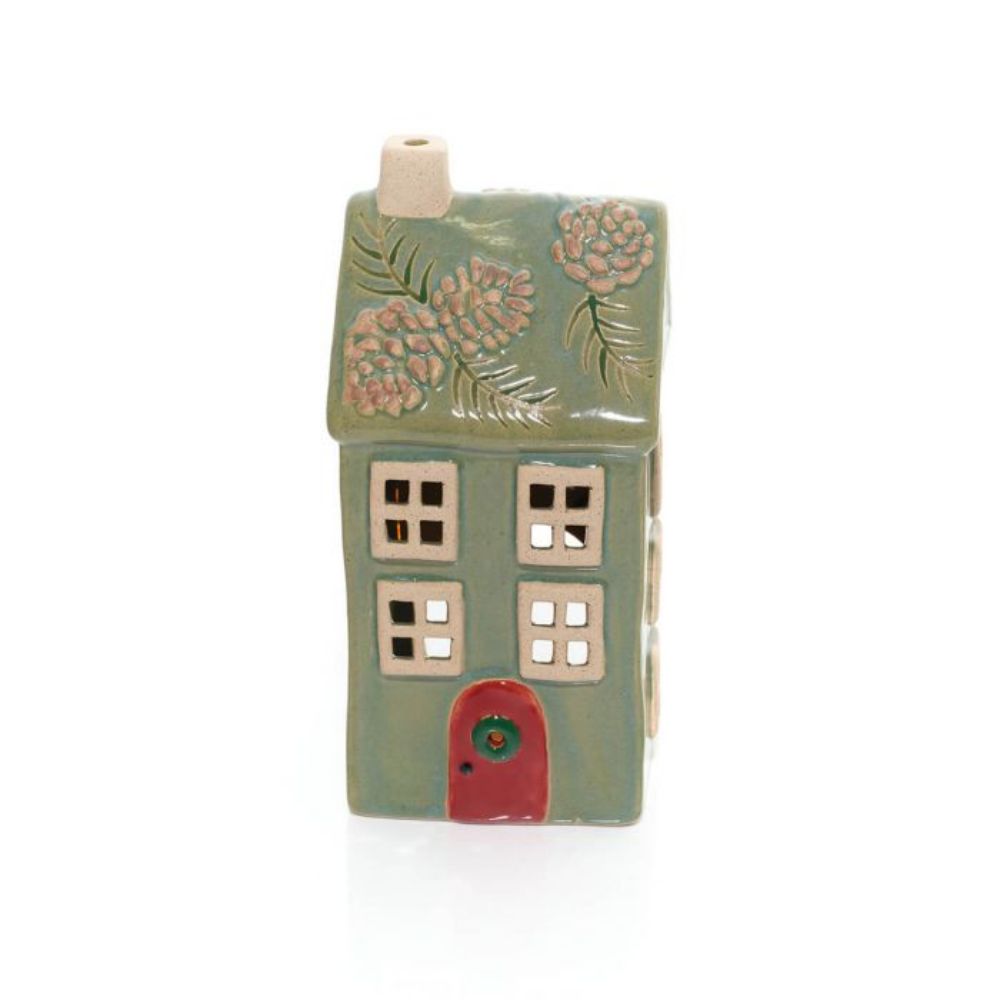 Richard Langs 19cm Evergreen Christmas Stoneware House Candle Holder
