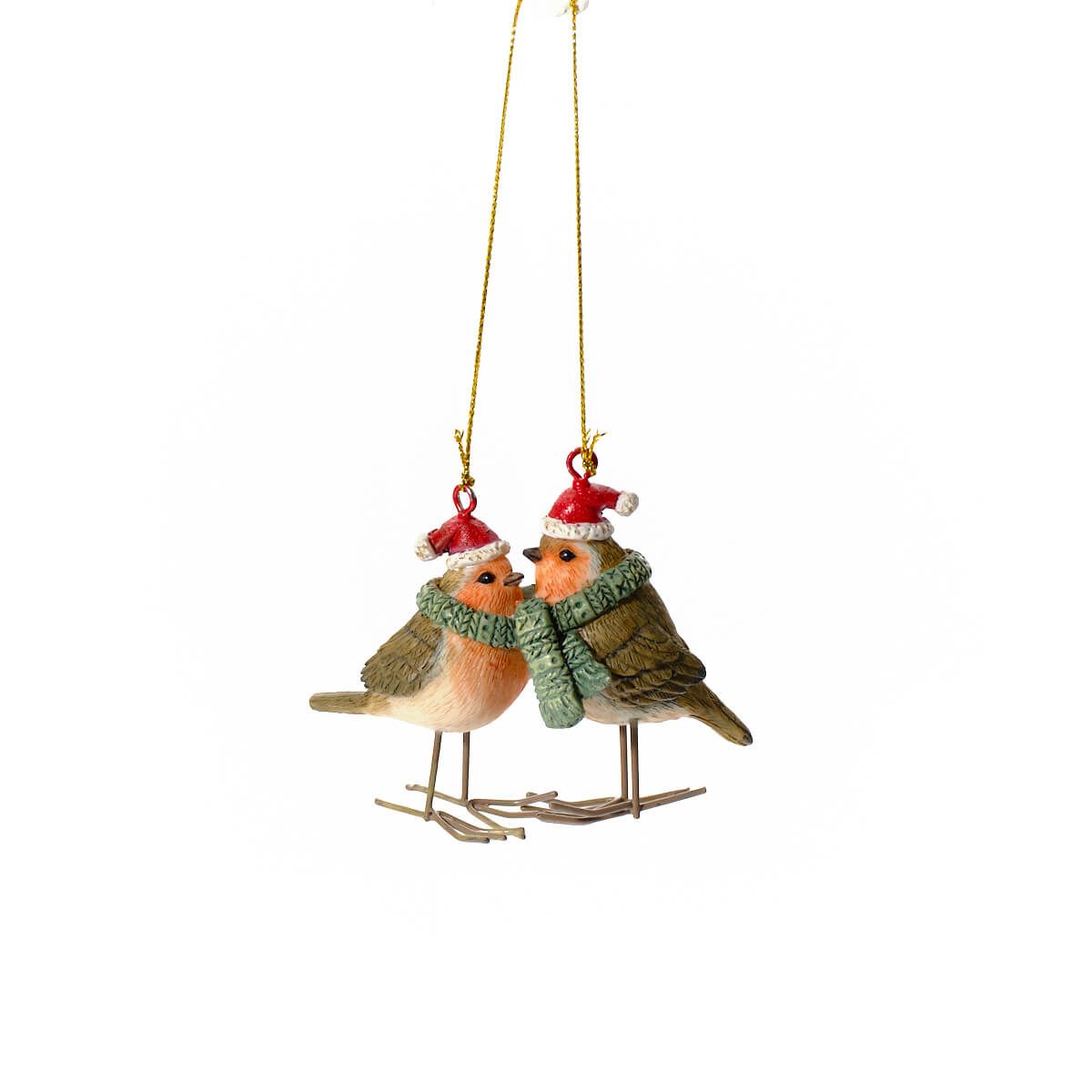 Richard Langs Christmas Festive Resin Double Hanging Robin