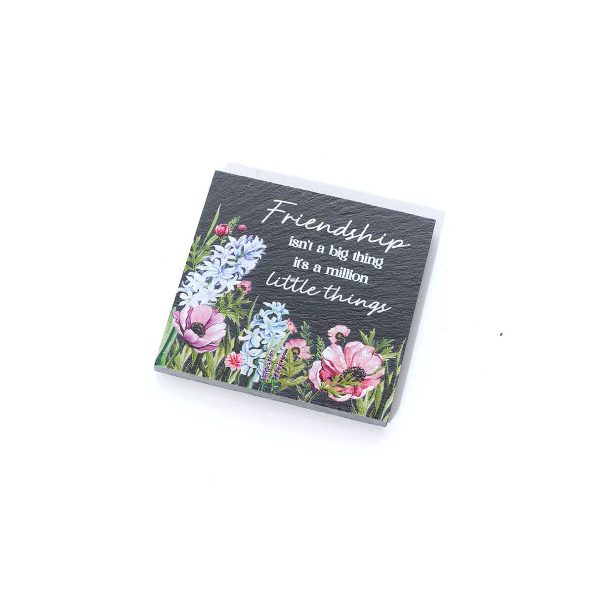 Richard Langs 10cm Floral Serenade 'Friendship' Slate Coaster with Gift Box