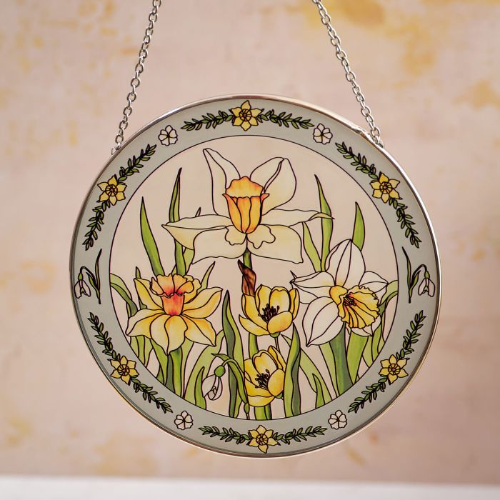 Richard Lang 16cm Garden Daffodil Glass Hanging Suncatcher