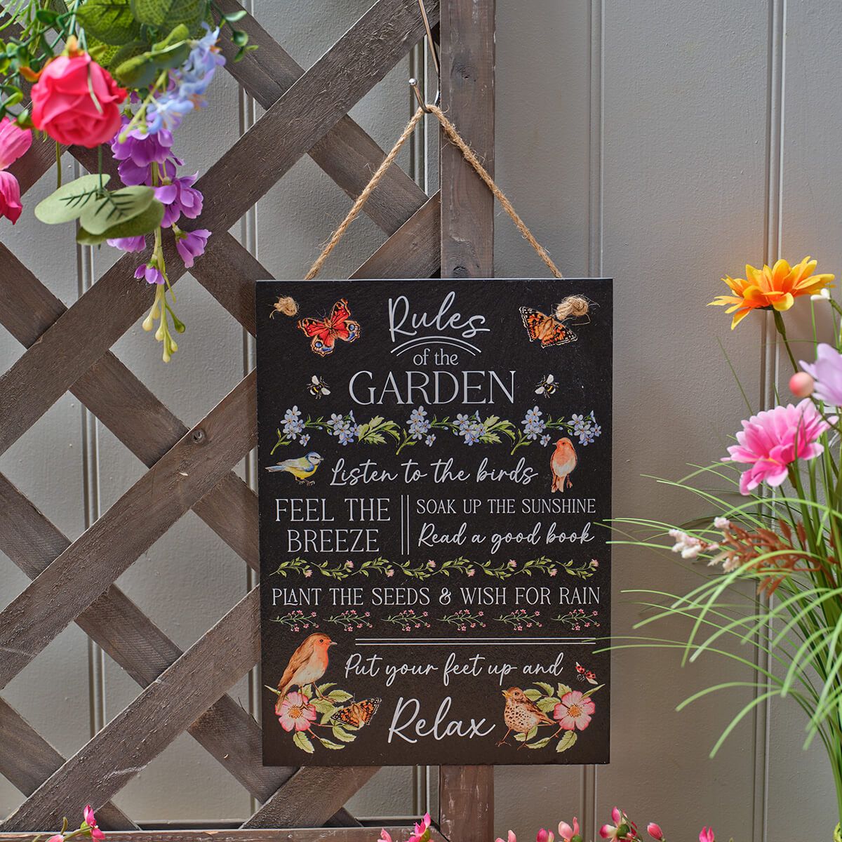 Richard Langs 28cm Garden Birds 'Garden Rules' Plaque