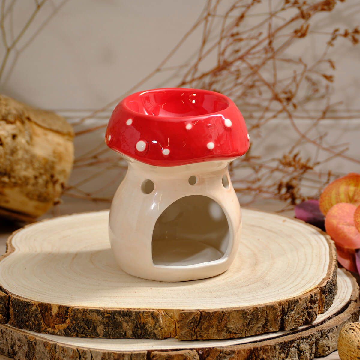 Richard Langs Mushroom Ceramic Wax Melt Burner With Smiley Face