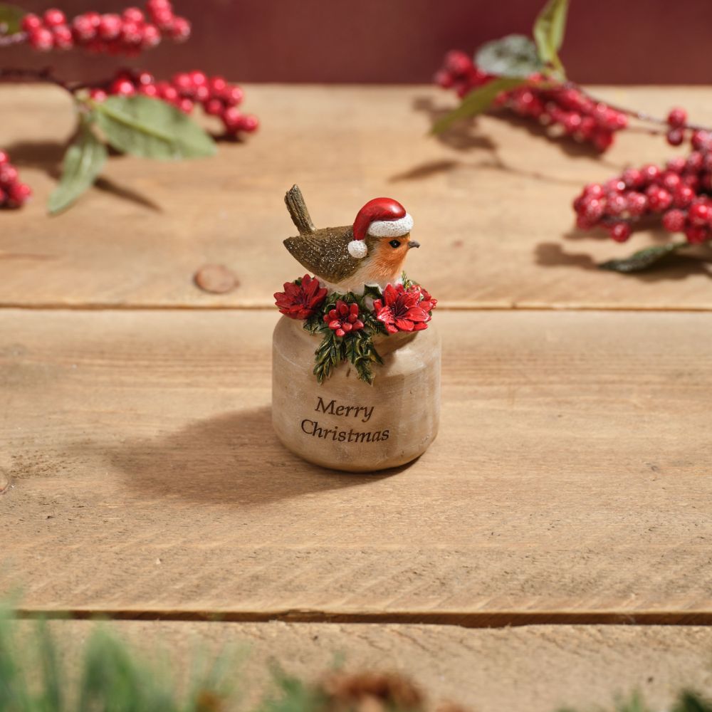 Richard Langs Robin Poinsettia Ornament