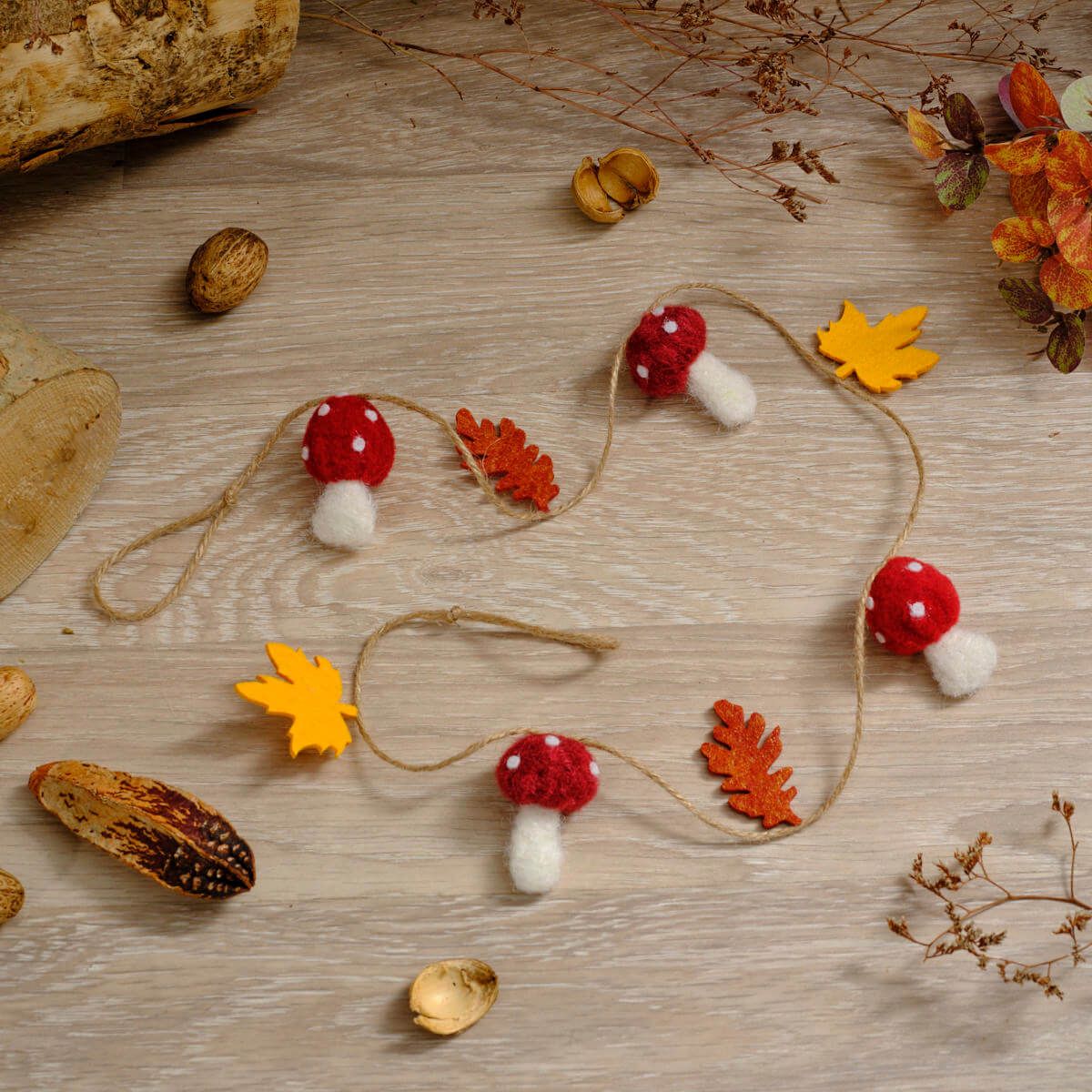 Richard Langs Toadstool Tales Mushroom and Leaf Polyester Bunting