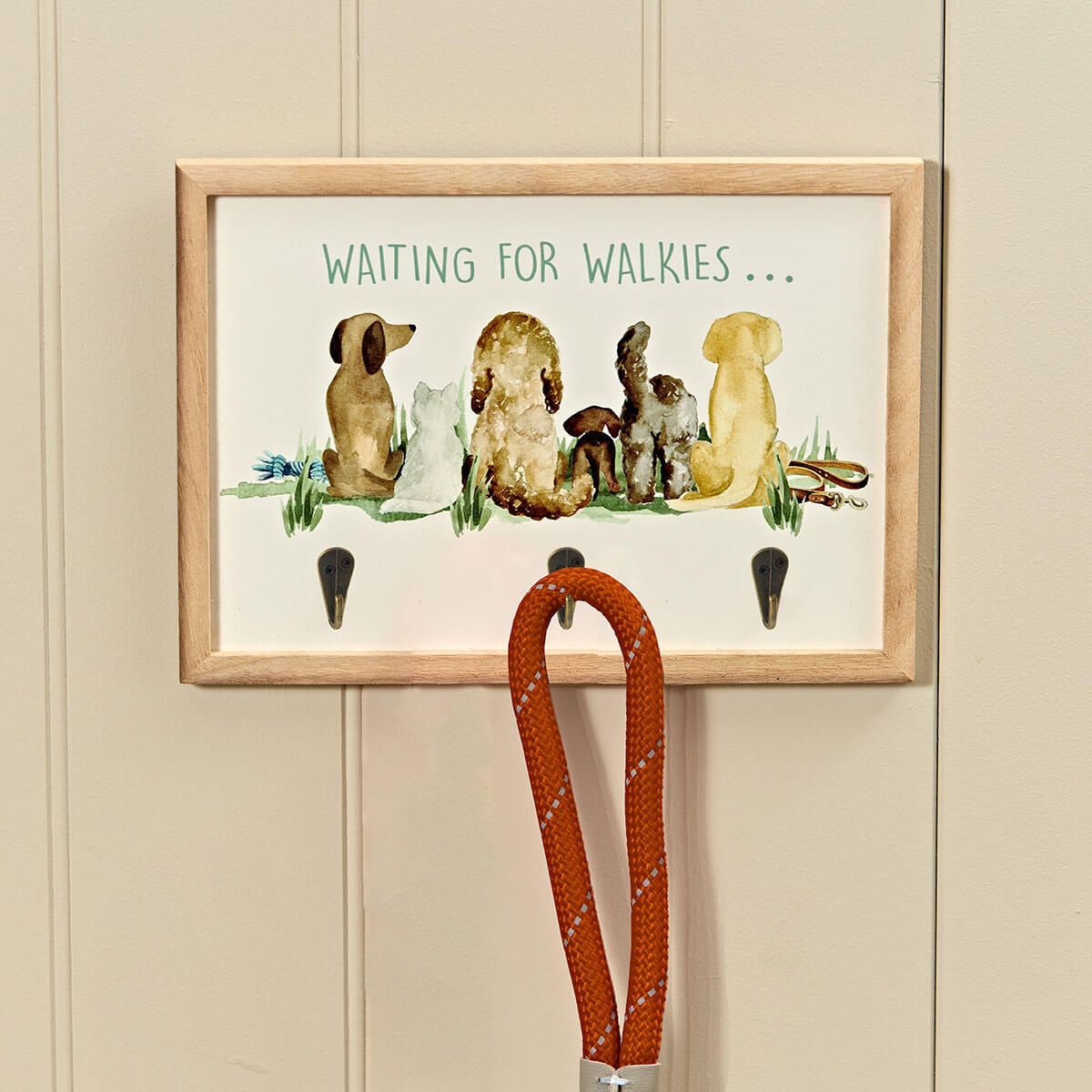 Richard Langs 'Waiting for Walkies' Dog Lead Wooden Plaque Holder - 8DG332 - Old Railway Line Garden Centre