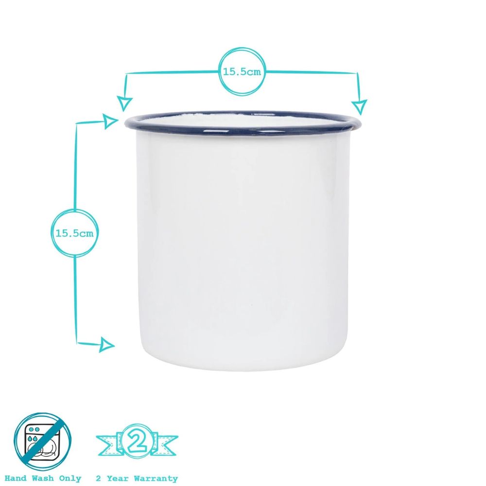 Rinkit 15.5cm White Enamel Utensil Holder