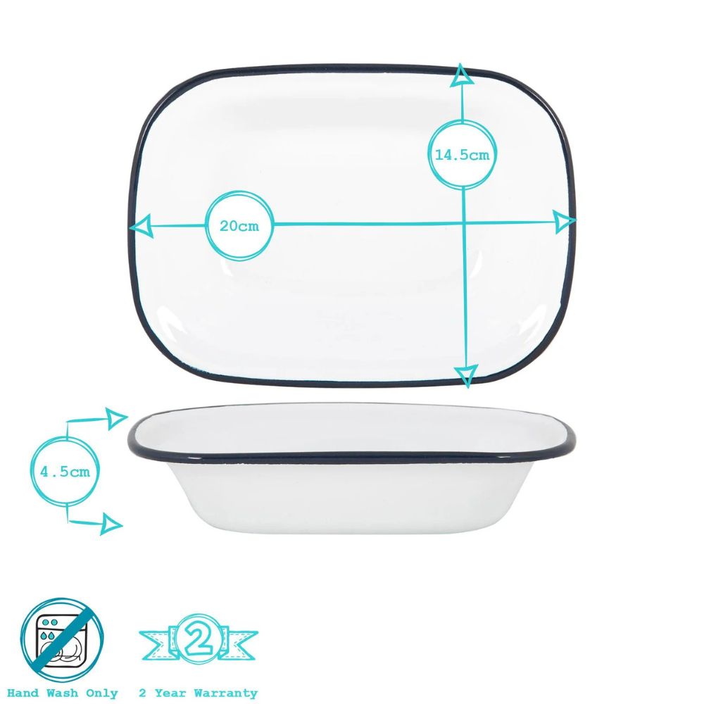 Rinkit 20cm White Enamel Pie Dish