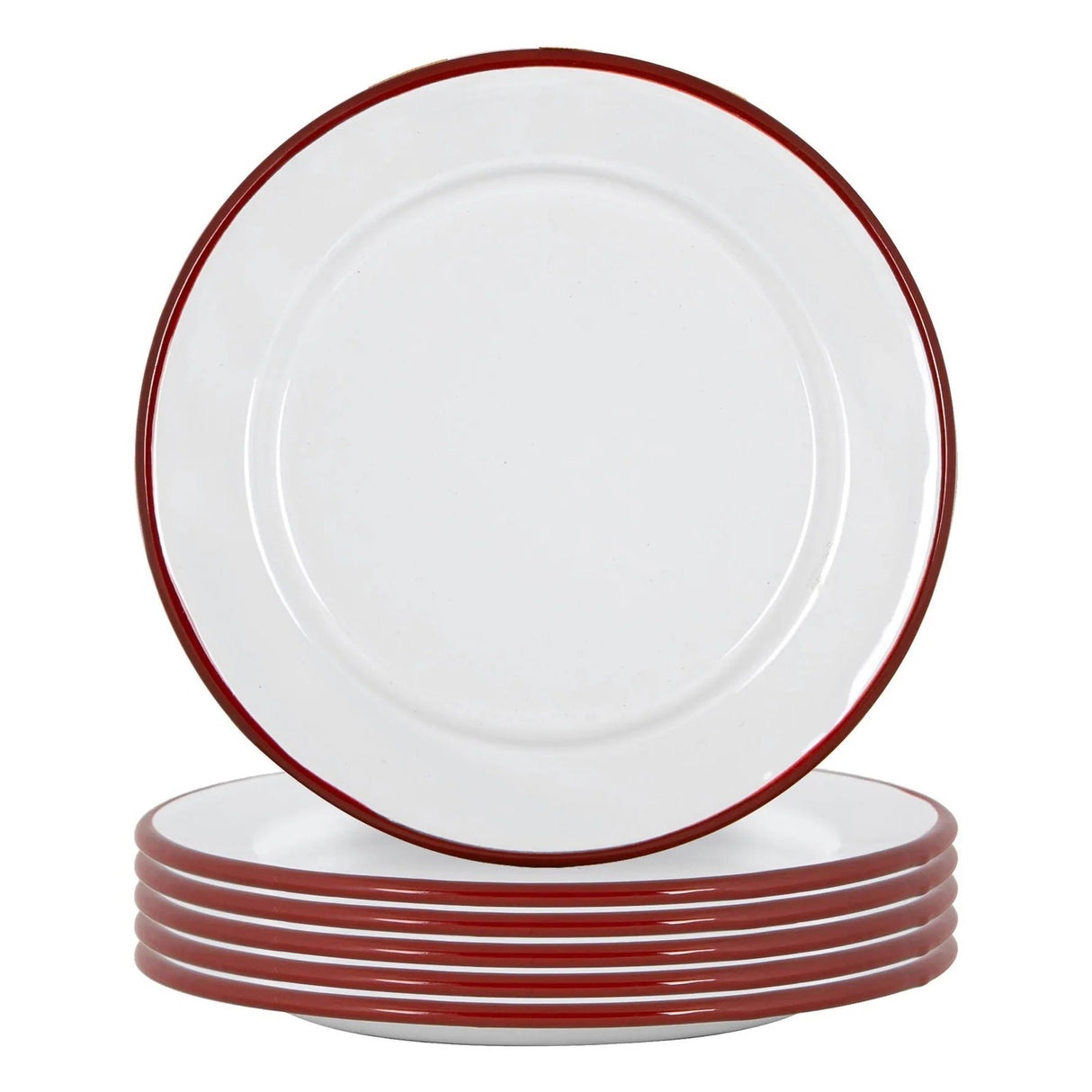 Rinkit 20cm White/Red Argon Enamel Side Plate - Old Railway Line Garden Centre