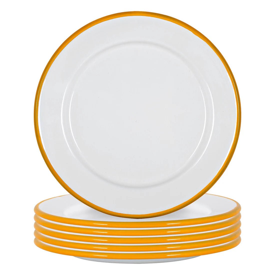 Rinkit 20cm White/Yellow Argon Enamel Side Plate - Old Railway Line Garden Centre