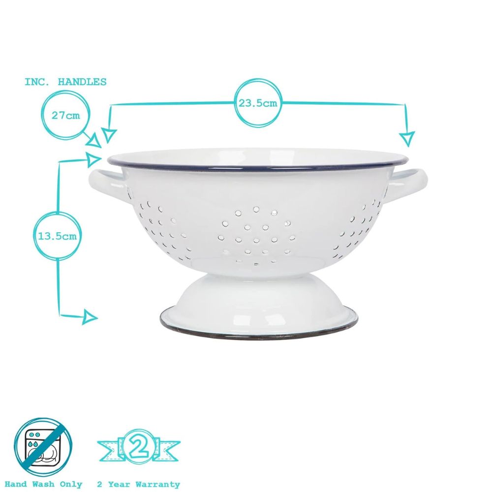 Rinkit 23.5cm White Enamel Colander