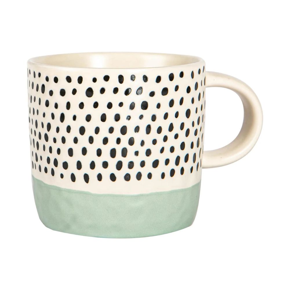 Rinkit 385ml Blue Colour Block Spot Portuguese Stoneware Coffee Mug