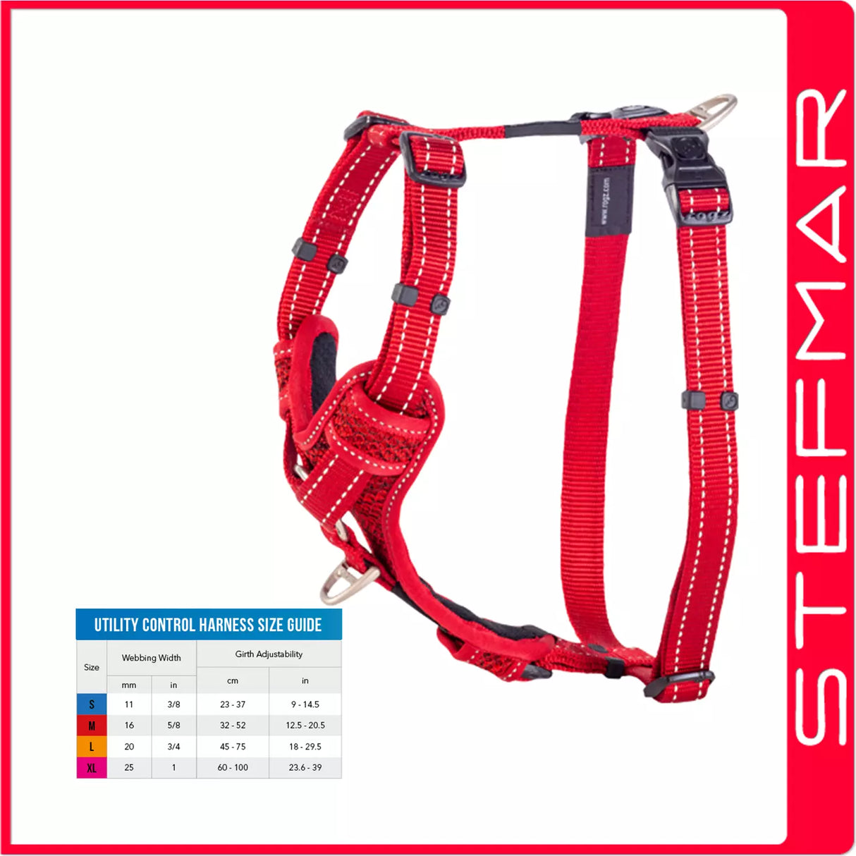 Rogz 75cm Control Harness Red Large