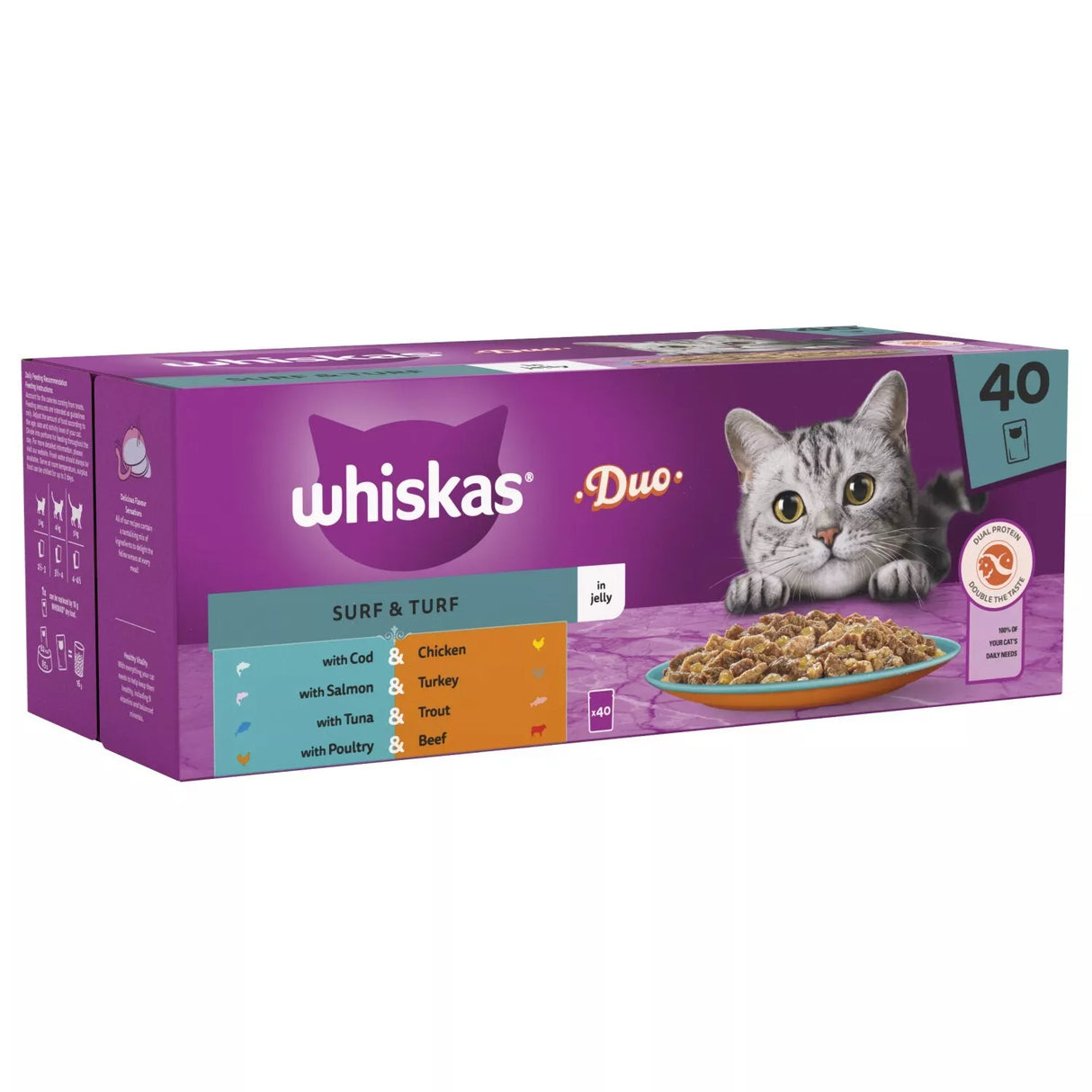 Whiskas 80x85g Pouches 1+ Duo Surf & Turf Jelly