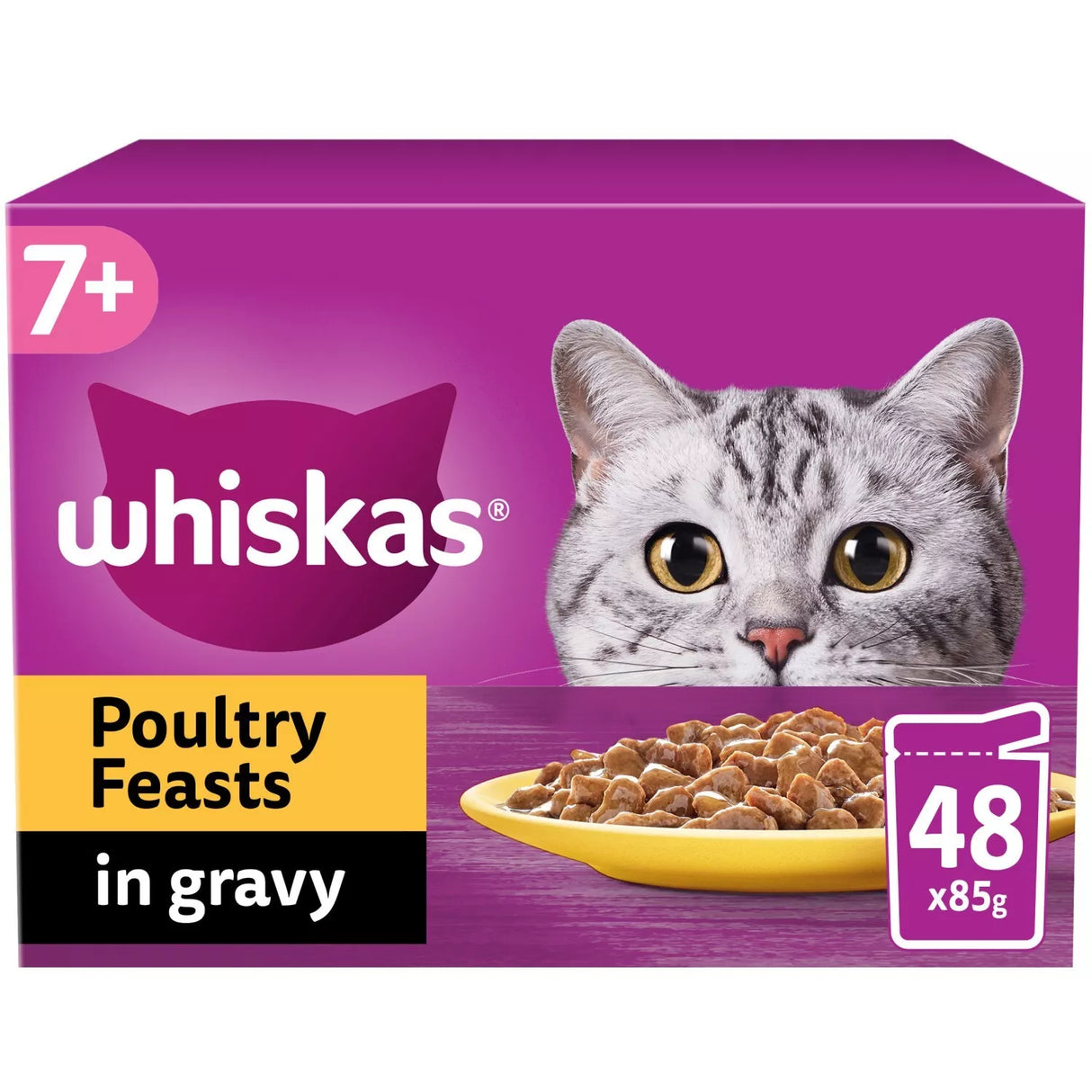 Whiskas 12x85g Pouch 7+ Senior Wet Cat Food Pouches in Gravy