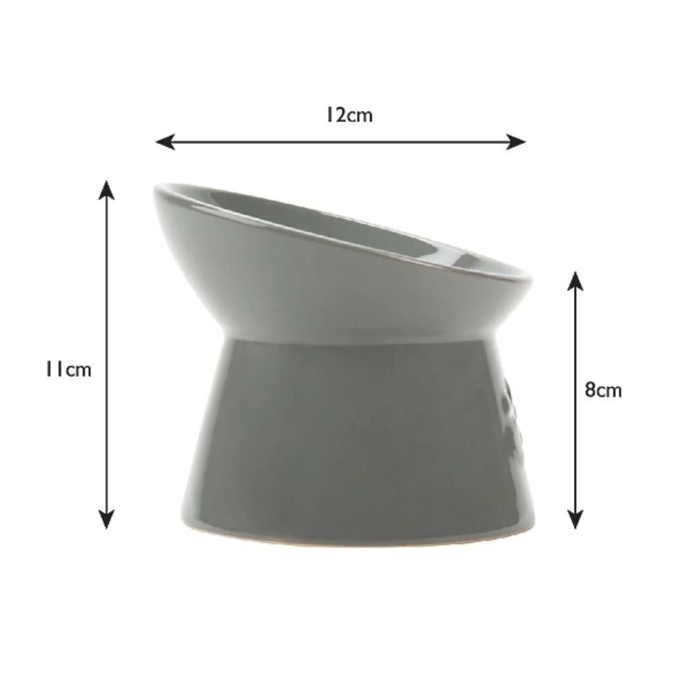 Scruffs 12cm Classic Grey Raised Cat Feeder Bowl - Old Railway Line Garden Centre