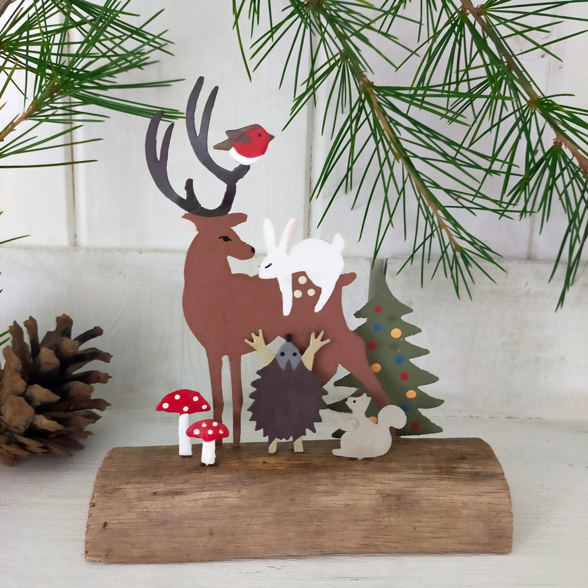 Shoeless Joe 12cm Deer with Woodland Animals Ornament