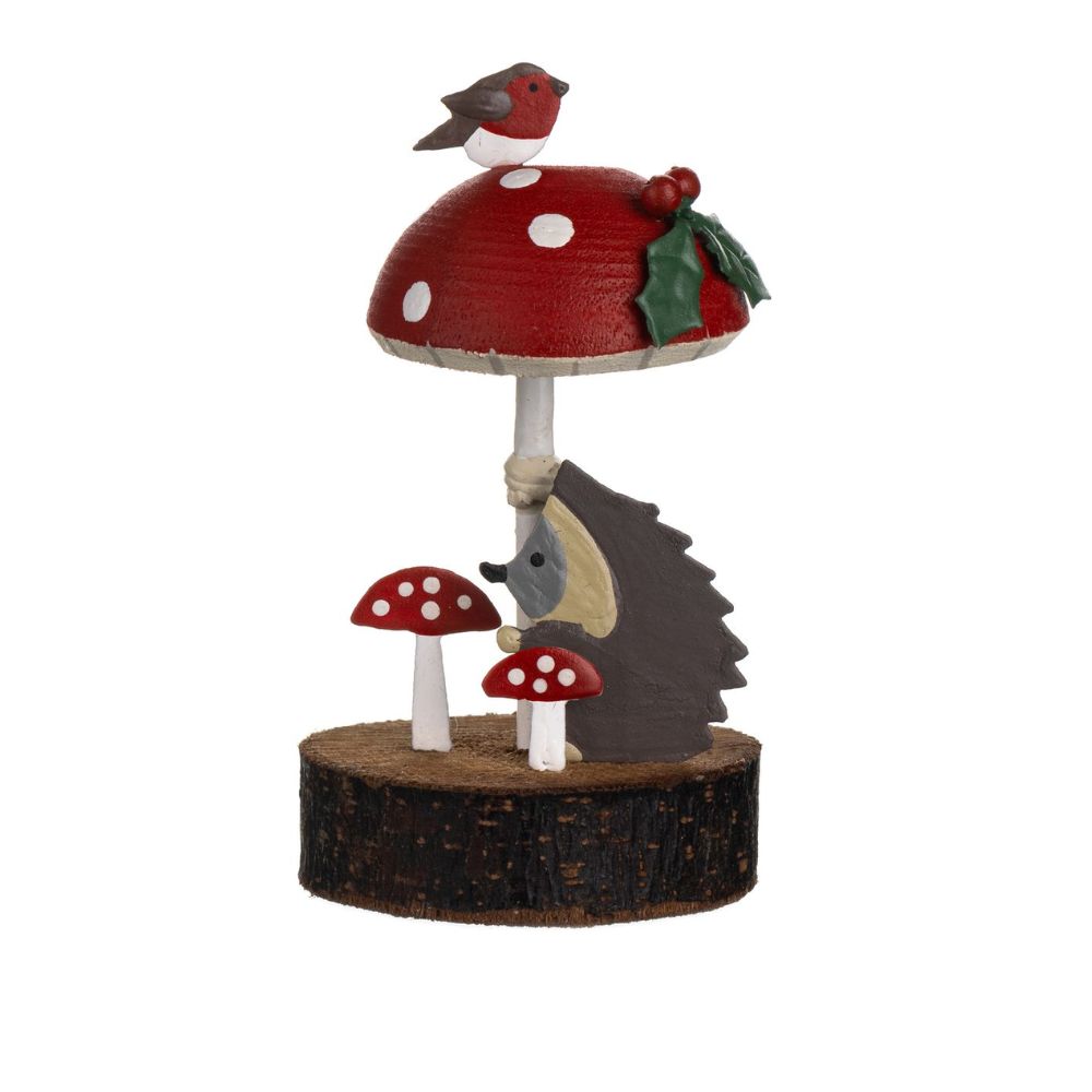 Shoeless Joe Hedgehog on Toadstool Ornament