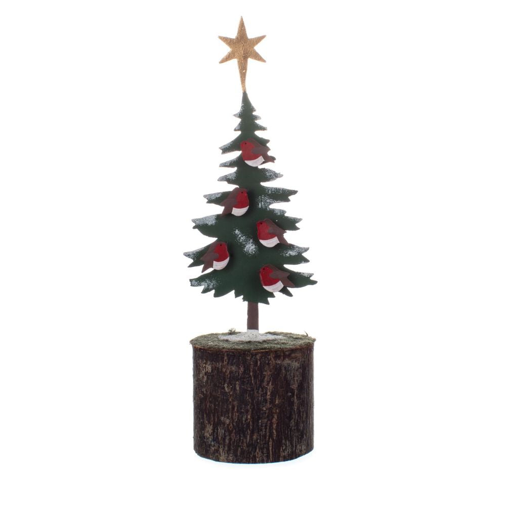 Shoeless Joe Robin in Tree Metal Ornament