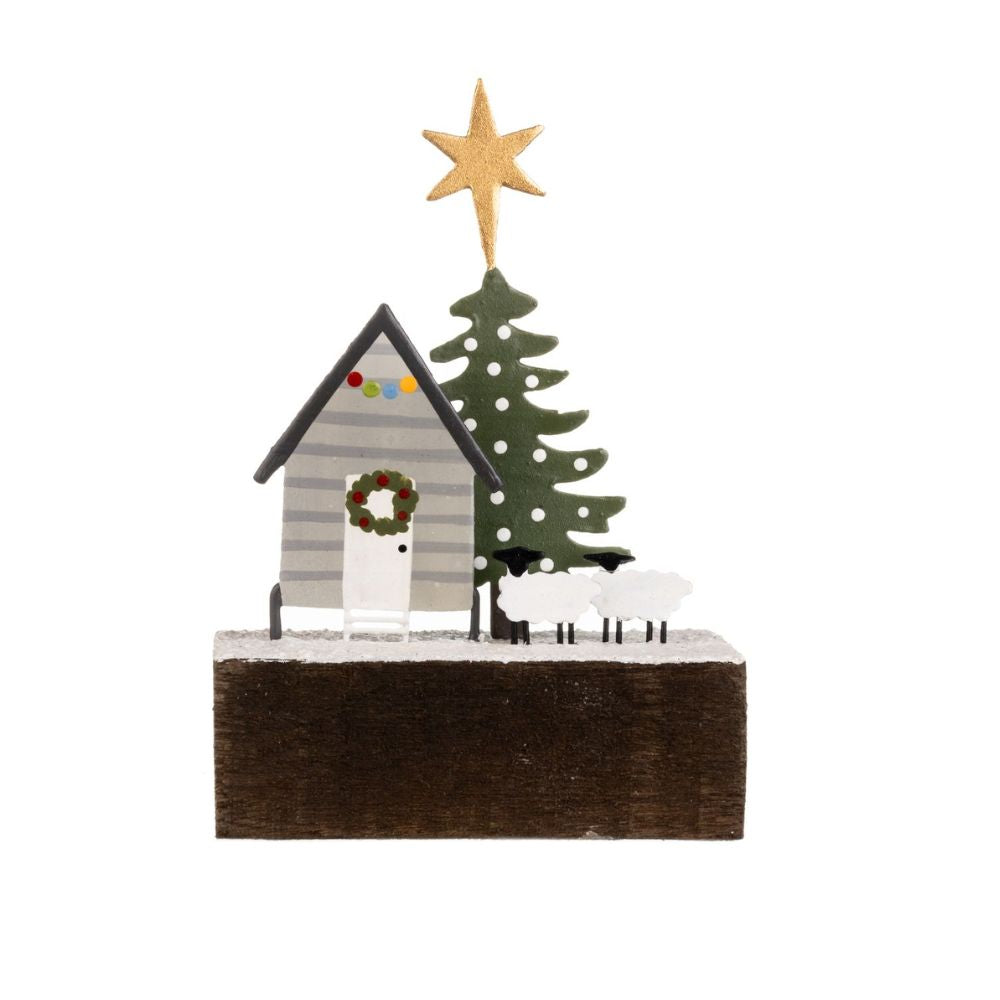 Shoeless Joe Shepherds Hut Snowy Scene Ornament