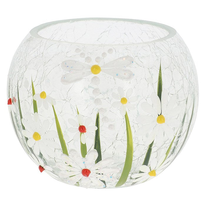 Shudehill 10cm Crackle Daisies Round Tealight Small