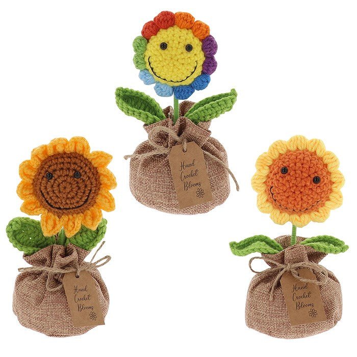 Shudehill 16cm Crochet Sunflower in Sack (Choice of 3) - Old Railway Line Garden Centre