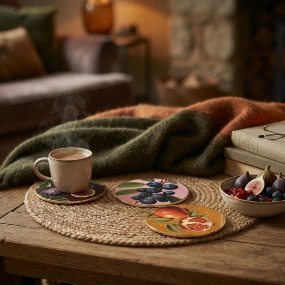 Sifcon 10cm Cosy Home Fruit Glass Coaster