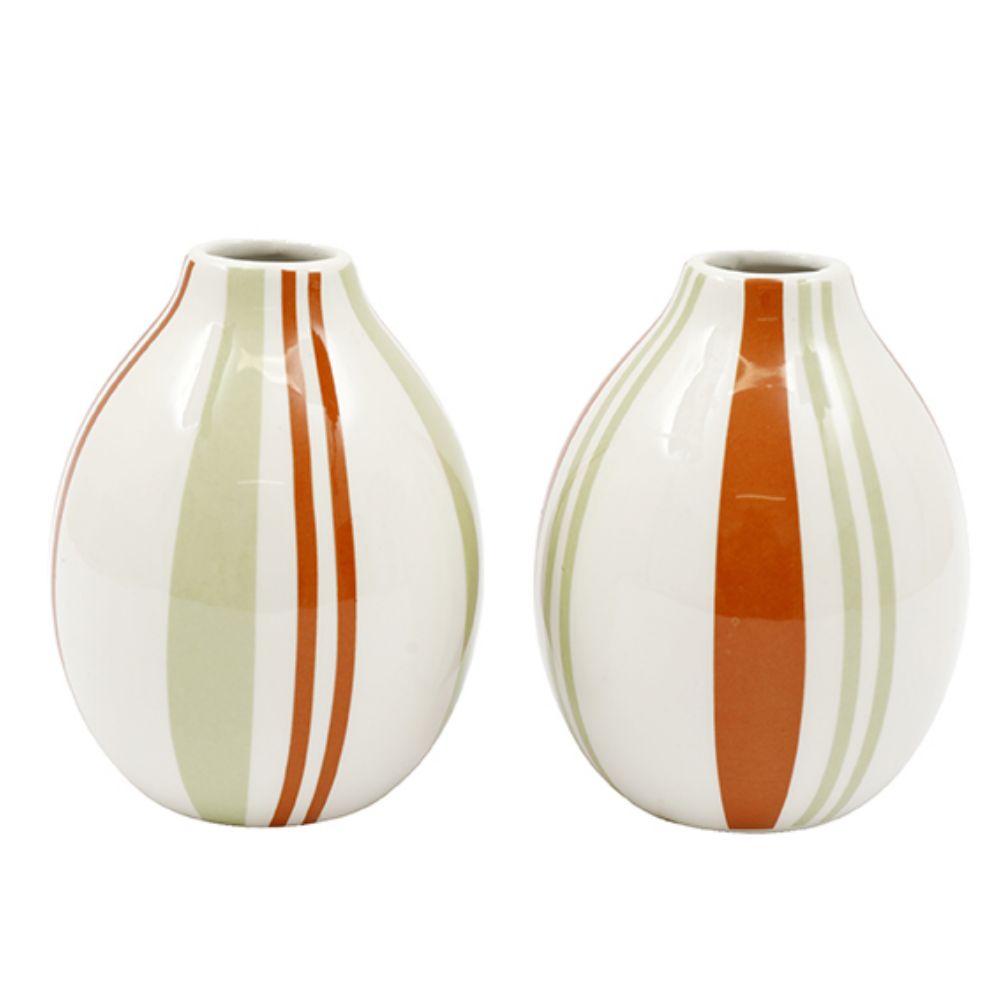 Sifcon 13cm Orchard Fruits Striped Vase (Choice of 2)