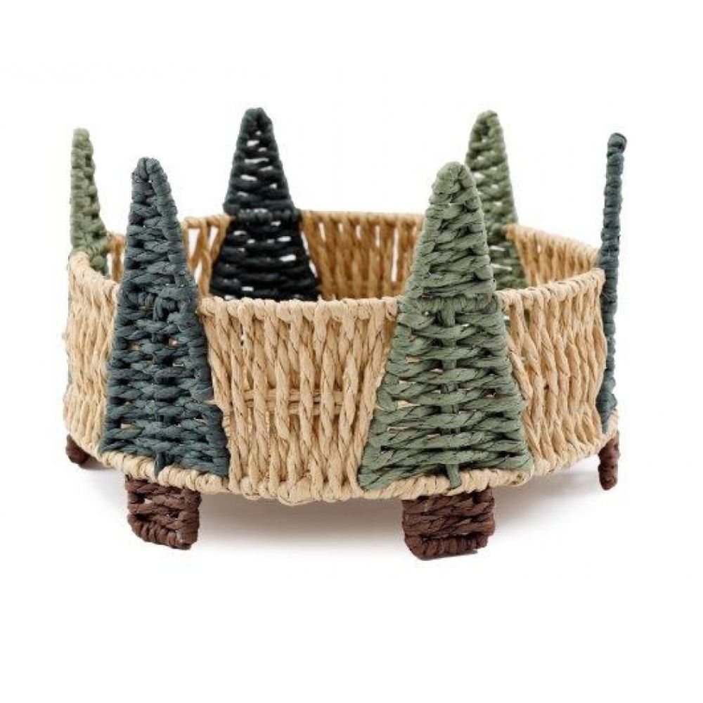 Sifcon 25cm Paper Basket with Christmas Trees