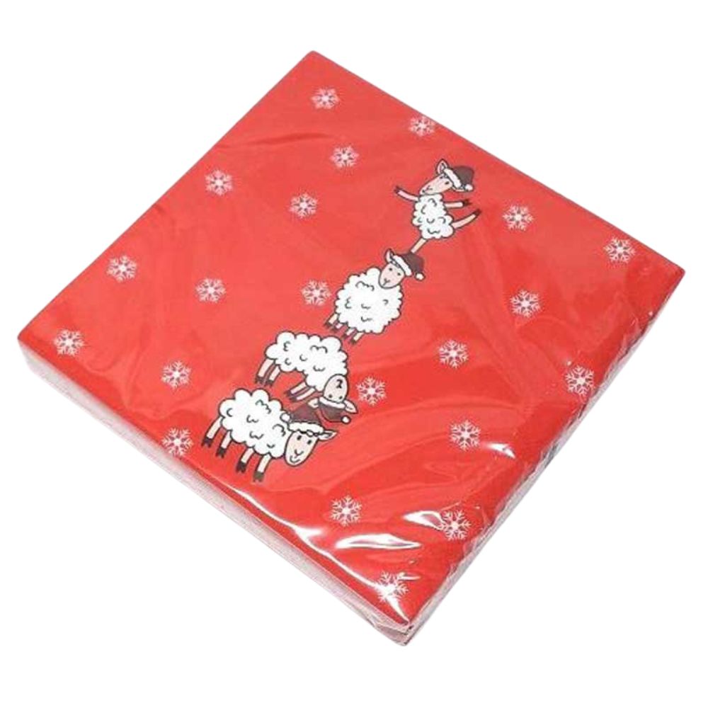 N.J Products 33cm Christmas Sheep Napkins - Pack of 20