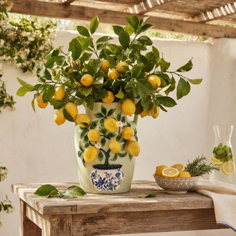 Sifcon 26cm Citrus Zest Lemon Tree Vase - Small
