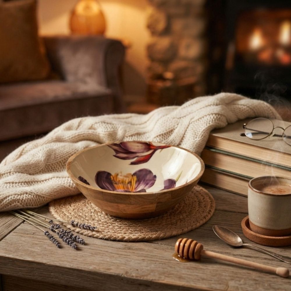 Sifcon 30cm Cosy Home Floral Enamel Bowl - Large