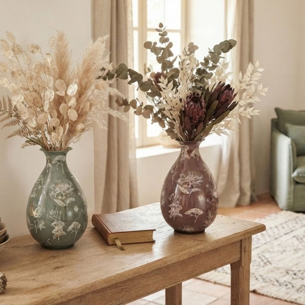 Sifcon 30cm Neutral Flower Hour Glass Flower Vase - Large