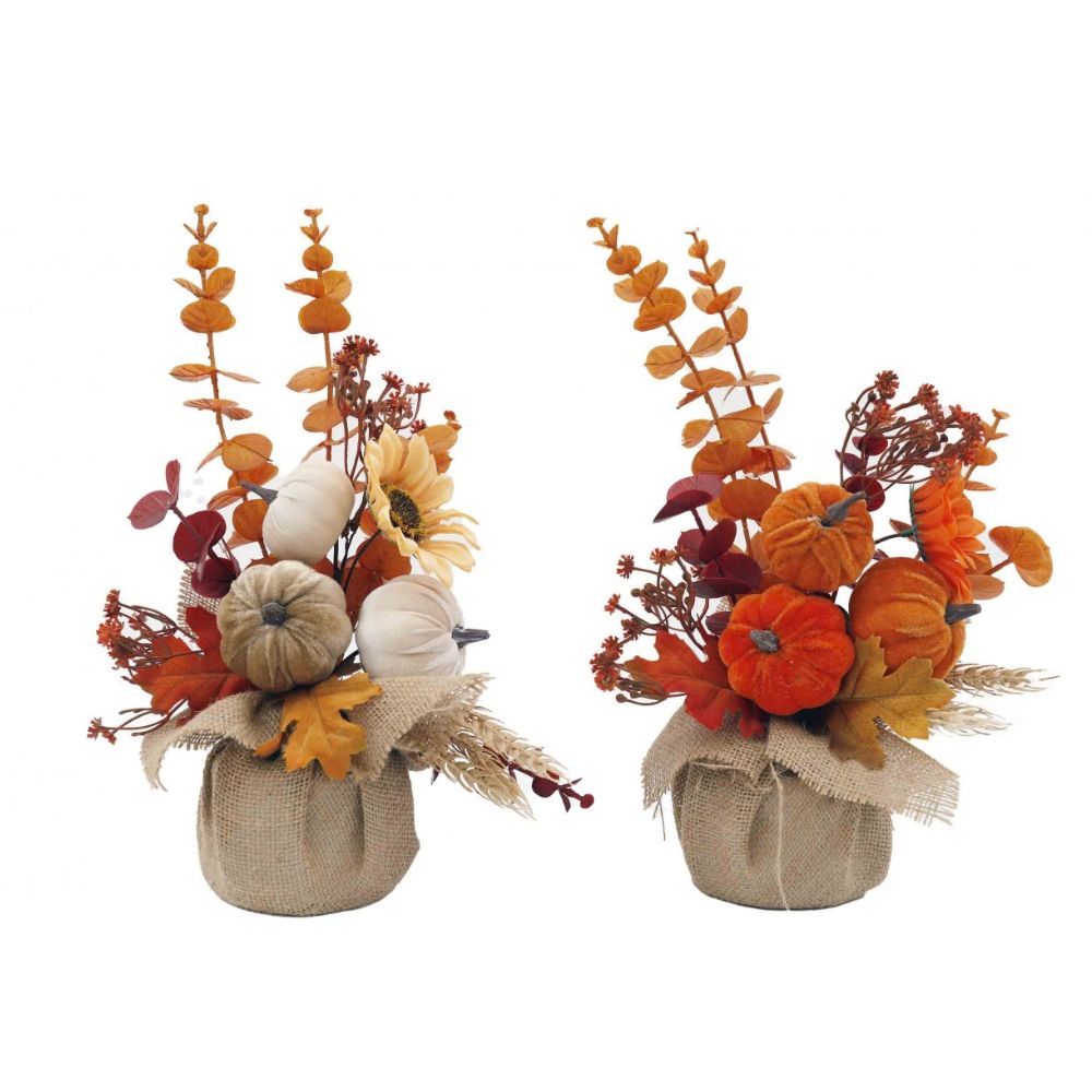 Sifcon 32cm Autumn Pumpkin Floral Bouquet