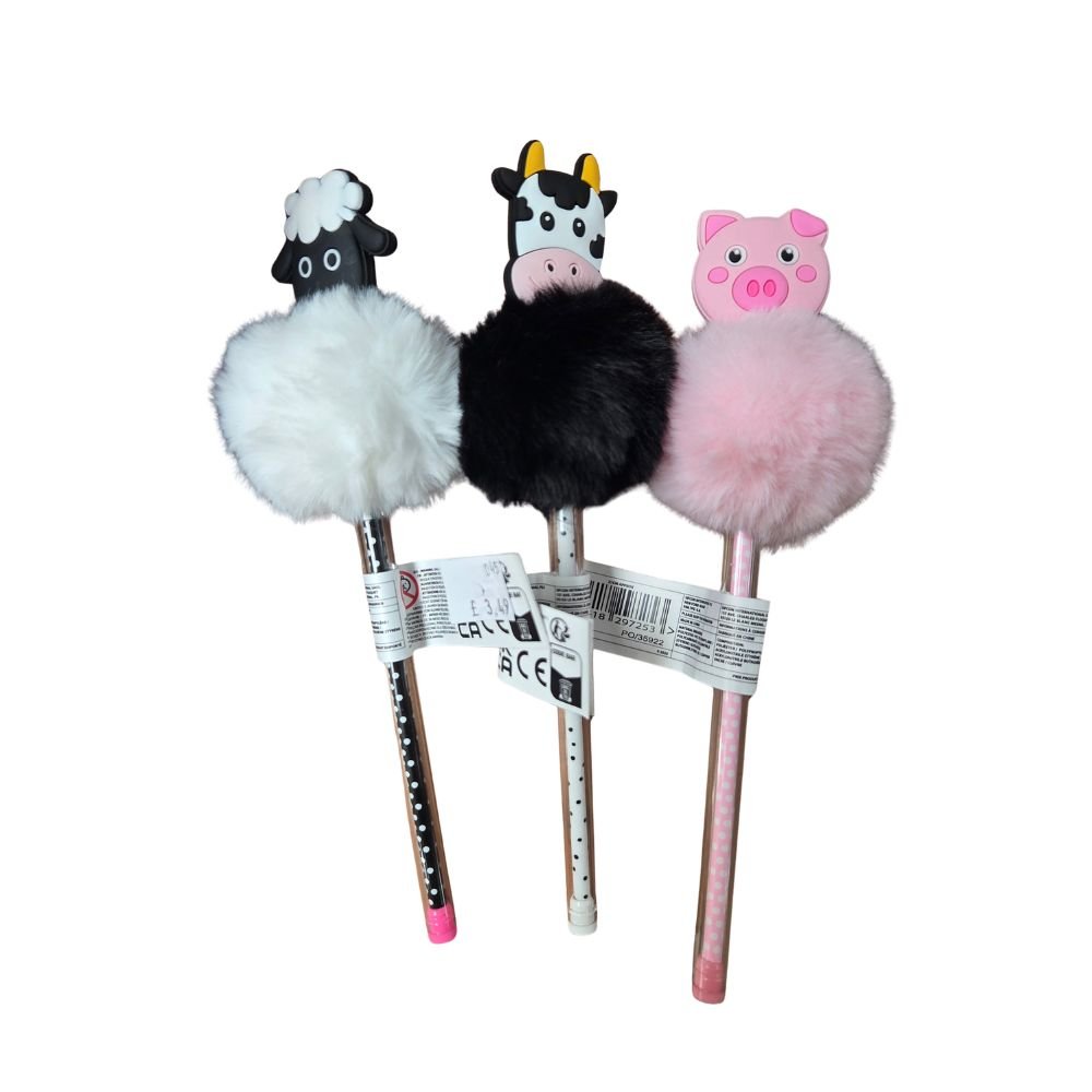 Sil Stationery 21cm Farm Animal Pom Pom Pen - (Choice of 3) - Old Railway Line Garden Centre