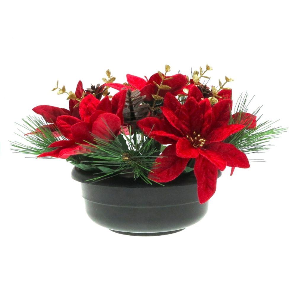 Sincere 26cm Red Poinsettia Gold Eucalyptus