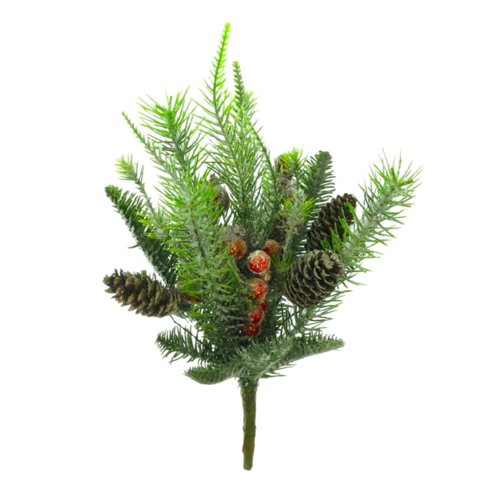 Sincere 42cm Frosted Pine Berry Cone Artifical Bouquet