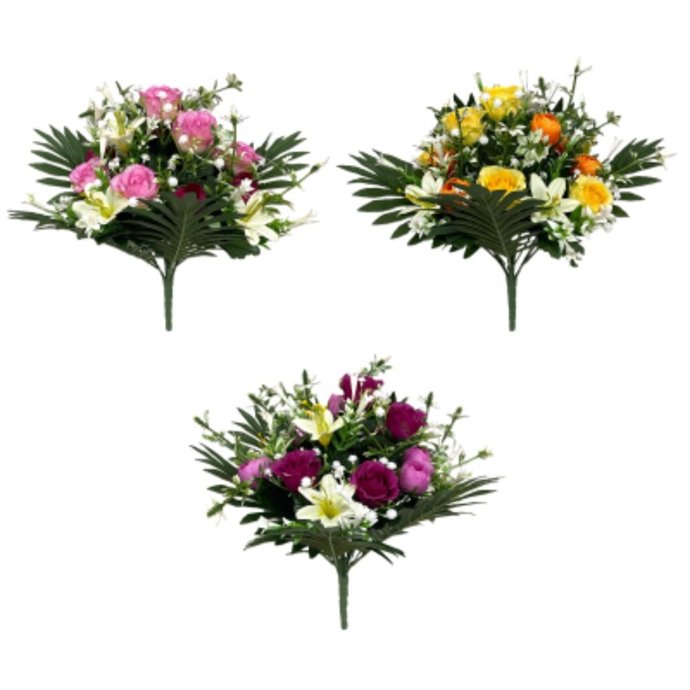 Sincere Floral 38cm Lily & Rosebud Foliage Bouquet (Choice of 3) - Old Railway Line Garden Centre